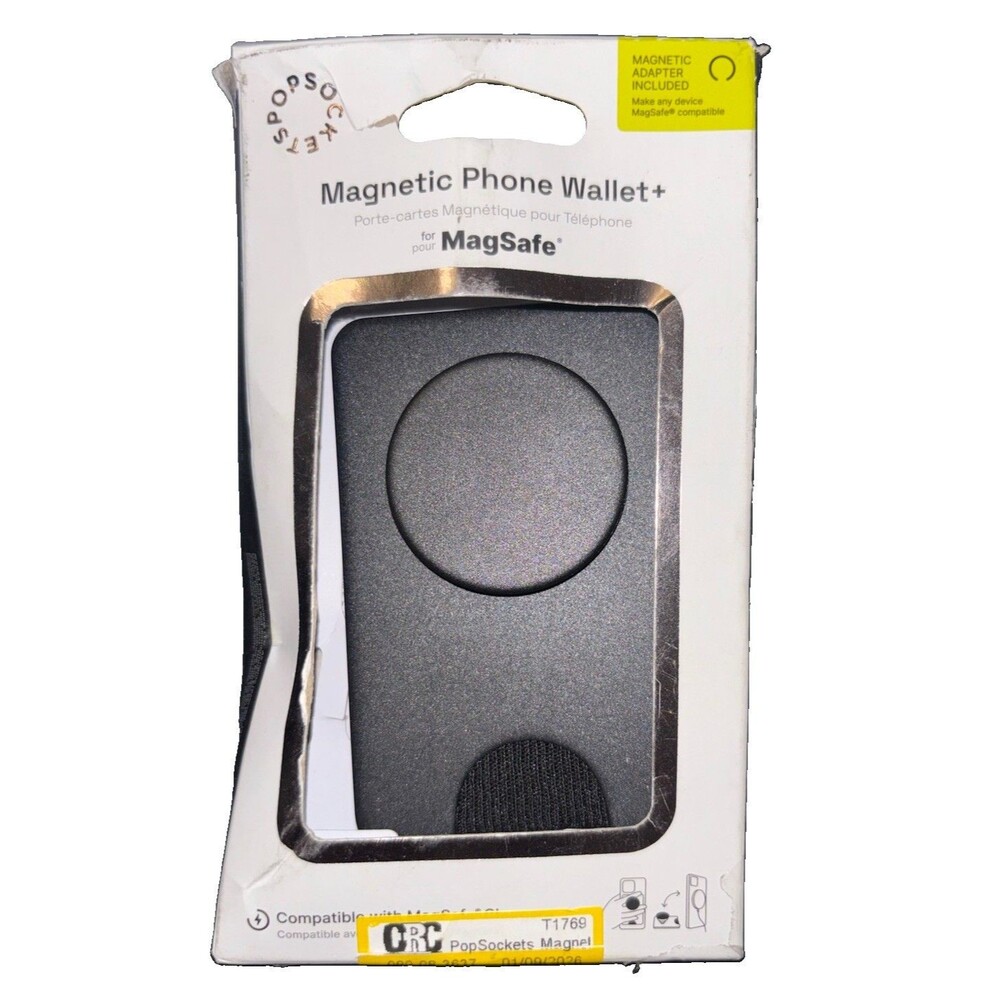 PopSockets Magnetic Phone Wallet with Grip and MagSafe - Black